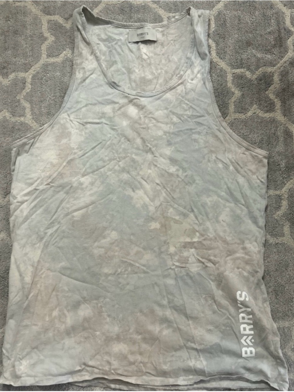 BARRY'S Light Tie-Dye Workout Tank Top - Pale Blue/Grey NWOT 🏷️ SIZE: LARGE